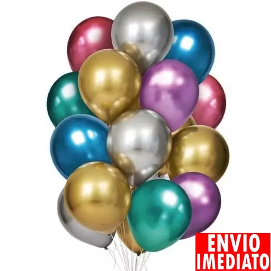 25 Balões Metalizado Pic Pic N°5 Bexiga Platino Cromado látex Bubble Balão