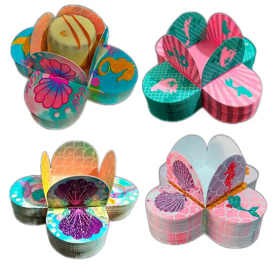 50 Sereia Fundo Do Mar Forminhas 4 Pétalas Para Brigadeiro Festa Infantil Doces