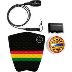 Deck Prancha Surf + Leash Strep Surf 6´pés + Parafina Surf Fu Wax