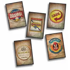 Kit 5 Placas Decorativas para Área de Lazer Churrasqueira Cerveja MDF Premium