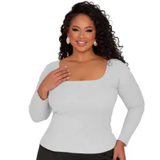Blusinha de Frio Plus Size de Manga Comprida Feminina Malha Ribana Canelada GG ao G4