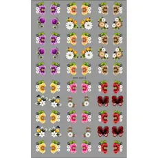 60 Adesivos de Unha 3D Flores 2 PRÉ PRONTO - modelo MINI 1300-2