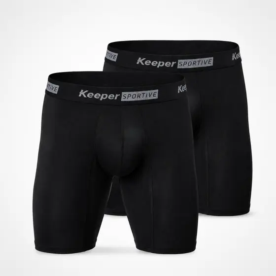 Kit 2 Cueca Boxer Long Leg Preta Esportiva Microfibra Box Keeper