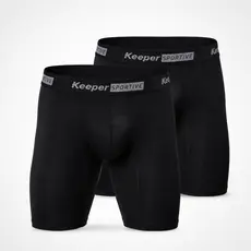 Kit 2 Cueca Boxer Long Leg Preta Esportiva Microfibra Box Keeper