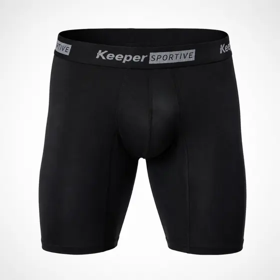 Cueca Boxer Long Leg Preta Bermuda Microfibra Antiassadura Box Keeper