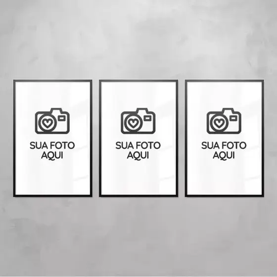Kit 3 Quadros Decorativo Retangular Personalizado 90x50 com Sua Foto ou Imagem
