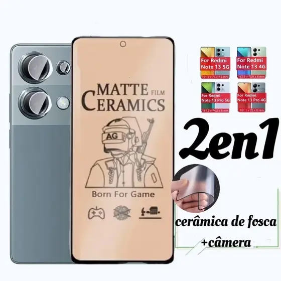 para Xiaomi Redmi Note 13 pro 5G,4G Película Cerâmica Fosca + Película de Câmera