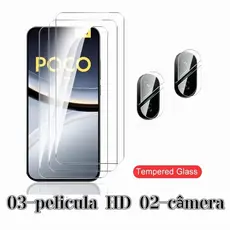 3 Película Vidro Sem borda Preta HD e Vidro de Câmera Para Xiaomi Poco F7 Poco F7 Ultra Poco F7 PRO
