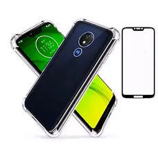 Película 3d Vidro + Capinha Anti Choque + Câmera. Fibra de Vidro Traseira MotoG/Stylus/Moto G7 Play