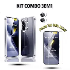 Capa Capinha Transparente Poco X8 Pro Max Poco X8 Pro X7 Pro e Película de Vidro HD Película Câmera