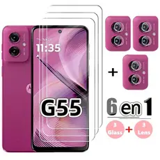 Película vidro Transparente sem Borda preta Motorola Moto G55 G35 G05 G15 G56 G86 e Câmera de vidro