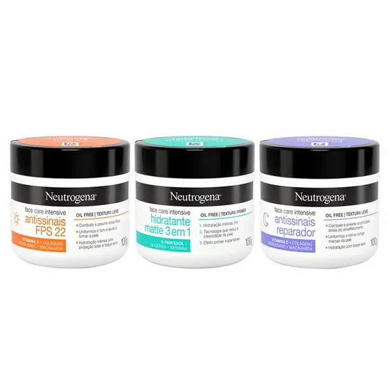 Kit C/3 Cremes Facial Neutrogena 100g
