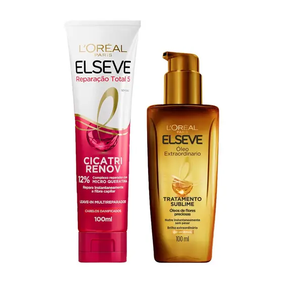 KIT LEAVE-IN REPARAÇÃO TOTAL 5 100ML + ÓLEO EXTRAORDINÁRIO ELSEVE - 2 Itens