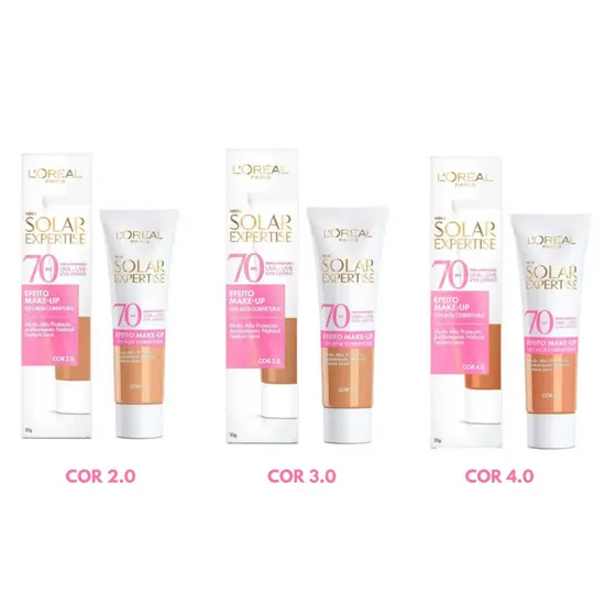 PROTETOR SOLAR EXPERTISE EFEITO MAKE-UP FPS70 LORÉAL PARIS 30G