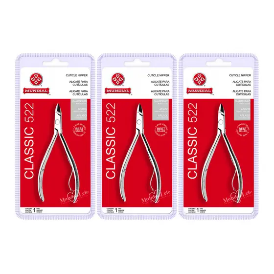 ALICATE DE CUTÍCULA CLASSIC MUNDIAL 522 - KIT C/3 UNIDADES