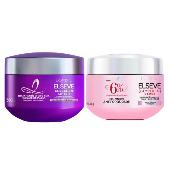 KIT ELSEVE MÁSCARA COLÁGENO LIFTER + GLYCOLIC GLOSS - 2 ITENS