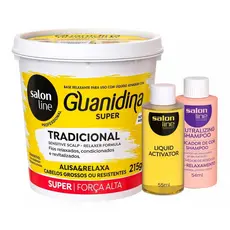 Creme Relaxante Guanidina Tradicional Alisa e Relaxa Super Forte 215g Salon Line
