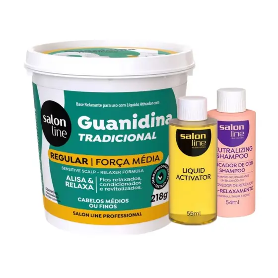 Creme Relaxante Guanidina Tradicional Alisa e Relaxa Regular Médio 218g Salon Line - 1 Unidade
