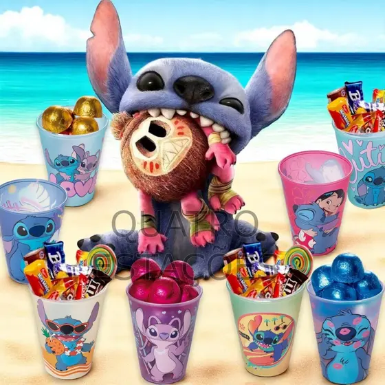 10 Copos Stitch Decoração Festa Infantil Lembrancinha Doces