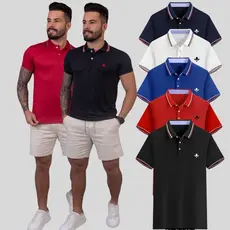 Kit 5 camisa gola polo masculino moda piquet slim