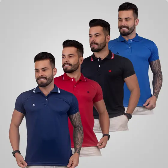 Kit 4 Camisas Camisetas Gola Polo masculina Slim Básica Premium Camisa masculina do Brasil direita patriota dia dos pais