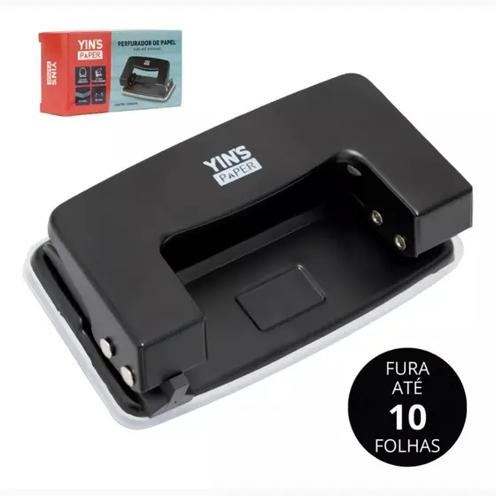 Perfurador De Papel 2 Furos Para 10 Folhas Metal Furador Cor Preto Forma Da Perfuração Círculo