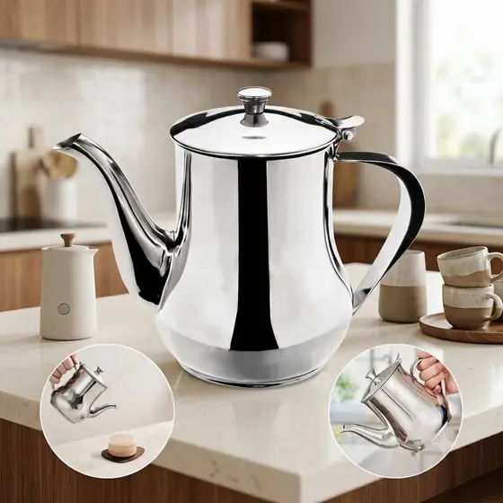 Bule Chá Cafe Leite Leiteira Com Tampa Pequena Multi uso Aço Inox 420ml Para Cozinha