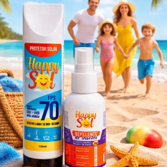 Kit Protetor Solar Happy Solar 70FPS + Repelente de Insetos Happy Sol