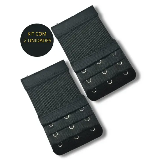 Kit 2 Extensor de Sutiã 3 Ganchos Tres Níveis Regulável Ajustável com Elástico Conforto Plus Size Aumenta Alcance
