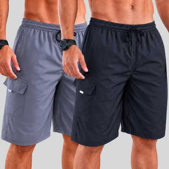 Kit 2 Bermuda Masculina Cargo Bermudas Masculinas Brim Short Masculino Bolso Elástico