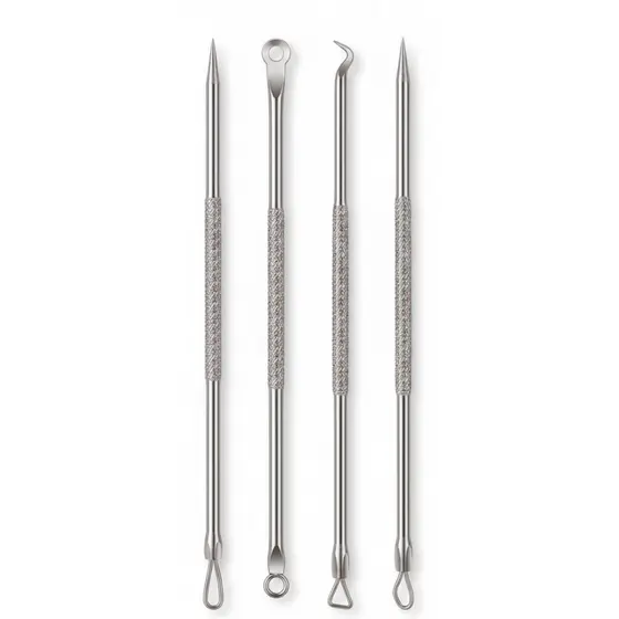 Kit Extrator de Cravos e Espinhas Profissional (4 Peças em Aço Inox)