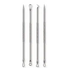 Kit Extrator de Cravos e Espinhas Profissional (4 Peças em Aço Inox)