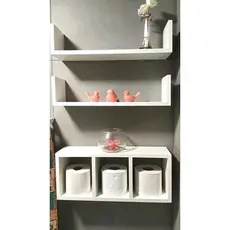 Nicho Com Divisória E 2 Prateleiras Em U Mdf Branco Banheiro Papel Higiênico