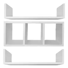 Nicho Para Papel Higiênico + 2 Prateleiras Em U Decorativo 100% MDF Branco fosco Tx