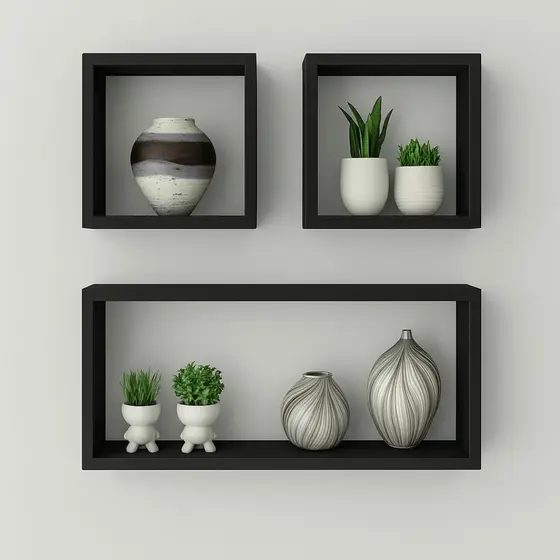 Kit De Nichos Para Quarto Em MDF Preto Kit Para Sala Quarto Banheiro Multiuso 100% MDF fosco tx
