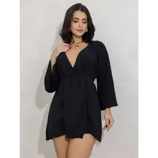 Vestido Feminino Curto Soltinho Social Manga Flare Dori