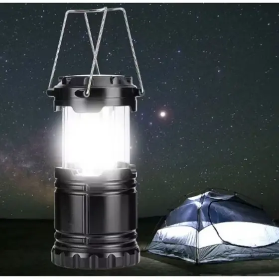 Lampião Luminária Led à Pilha Potente Iluminação Resistente Prático Ideal para Acampamento Lanterna