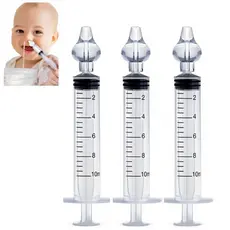 Kit Seringa Lavador Nasal Infantil c/ Bico de Silicone Macio Higiene do Bebê Nariz Sugador Catarro