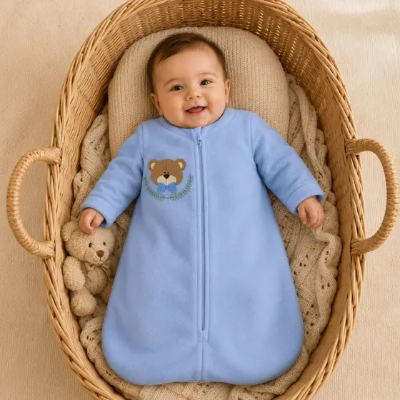 Saco de Dormir Casulo Inverno para Bebê Com Zíper Pijama Manga Longa para Menino ou Menina