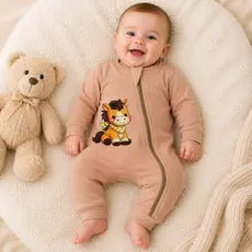 Macacão Avulso Bebê Manga Longa Várias Estampas em DTF com Zíper para Menino/Menina com Pé Aberto