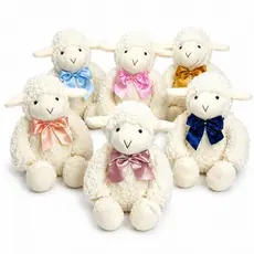 Ovelha de Pelúcia 34cm com Laços Coloridos para Presente ou Decoração e Ensaios Fotográficos
