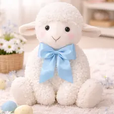 Ovelha de Pelúcia 34cm com Laços Coloridos para Presente ou Decoração Macia e antialérgica