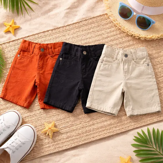 Bermuda Infantil Juvenil Colorida Masculina Brim Confortavel Casual