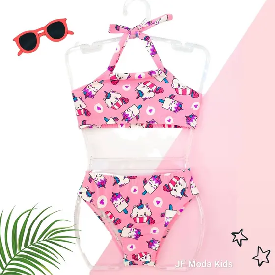 Biquíni Infantil Estampado Maiô Menina Barato Moda Praia