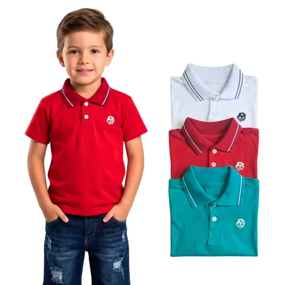 Camiseta Polo Infantil Algodão Menino Confortável Casual