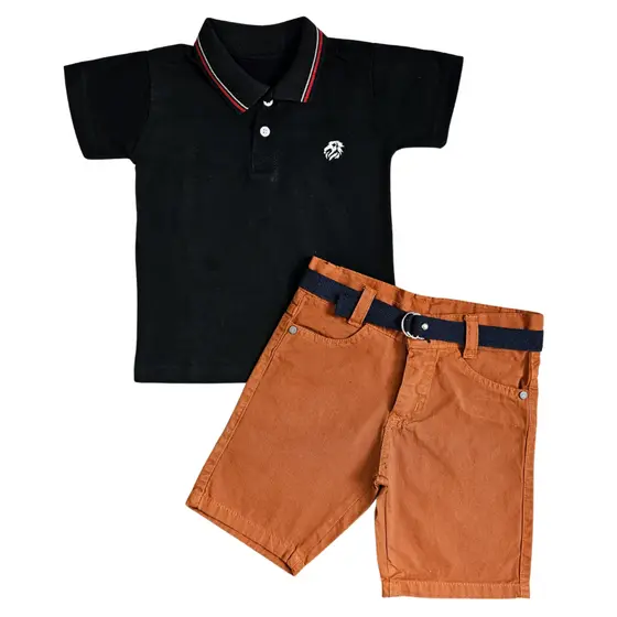 Conjunto Infantil Menino Verão - Polo + Short Jeans Brim Cores Confortavel Elegante