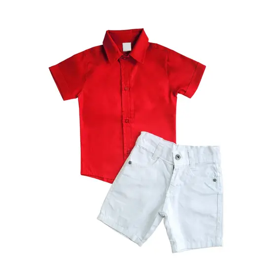 Conjunto Social Infantil Branco Vermelho Natal Ano Novo