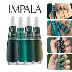 Kit 4 Esmalte Impala Atacado Tons Verde Cremoso