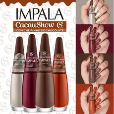 Kit Esmaltes Impala Cacau Show Nova Coleção Cherinho de Chocolate Esmalte Marrom Terrosos Terracota