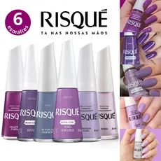 Kit 6 Esmaltes Risqué Tons Lilas Cremoso Esmalte Roxo Atacado Nova Coleção
